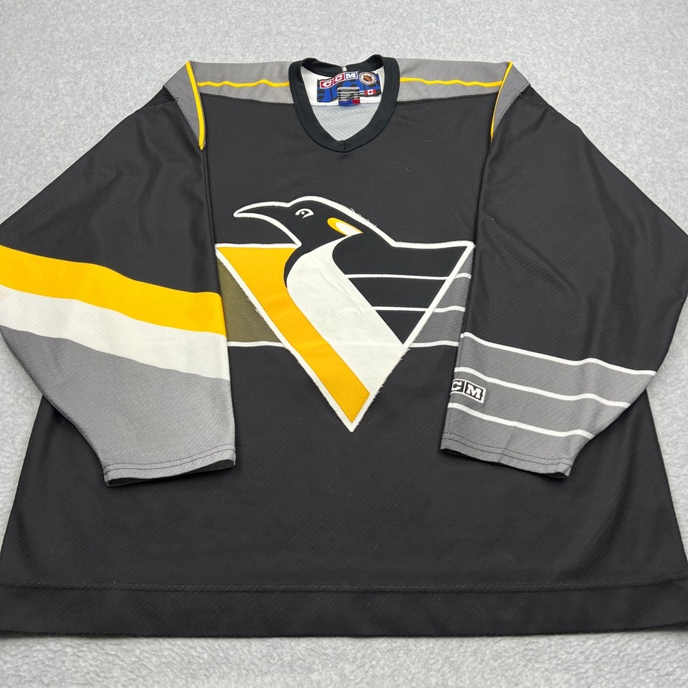 CCM Pittsburgh Penguins Jersey Men's 2XL Black Alternate RoboPen 90s Canada NHL